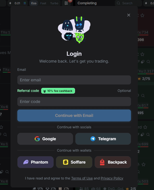 Yodao login window with email, Google, Telegram, and wallet options