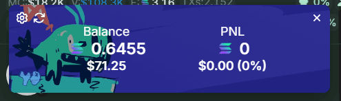 PnL tracker widget showing balance and profit or loss in SOL and US dollars