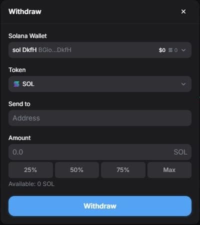 Yodao Withdraw window with wallet, token, address, and amount fields